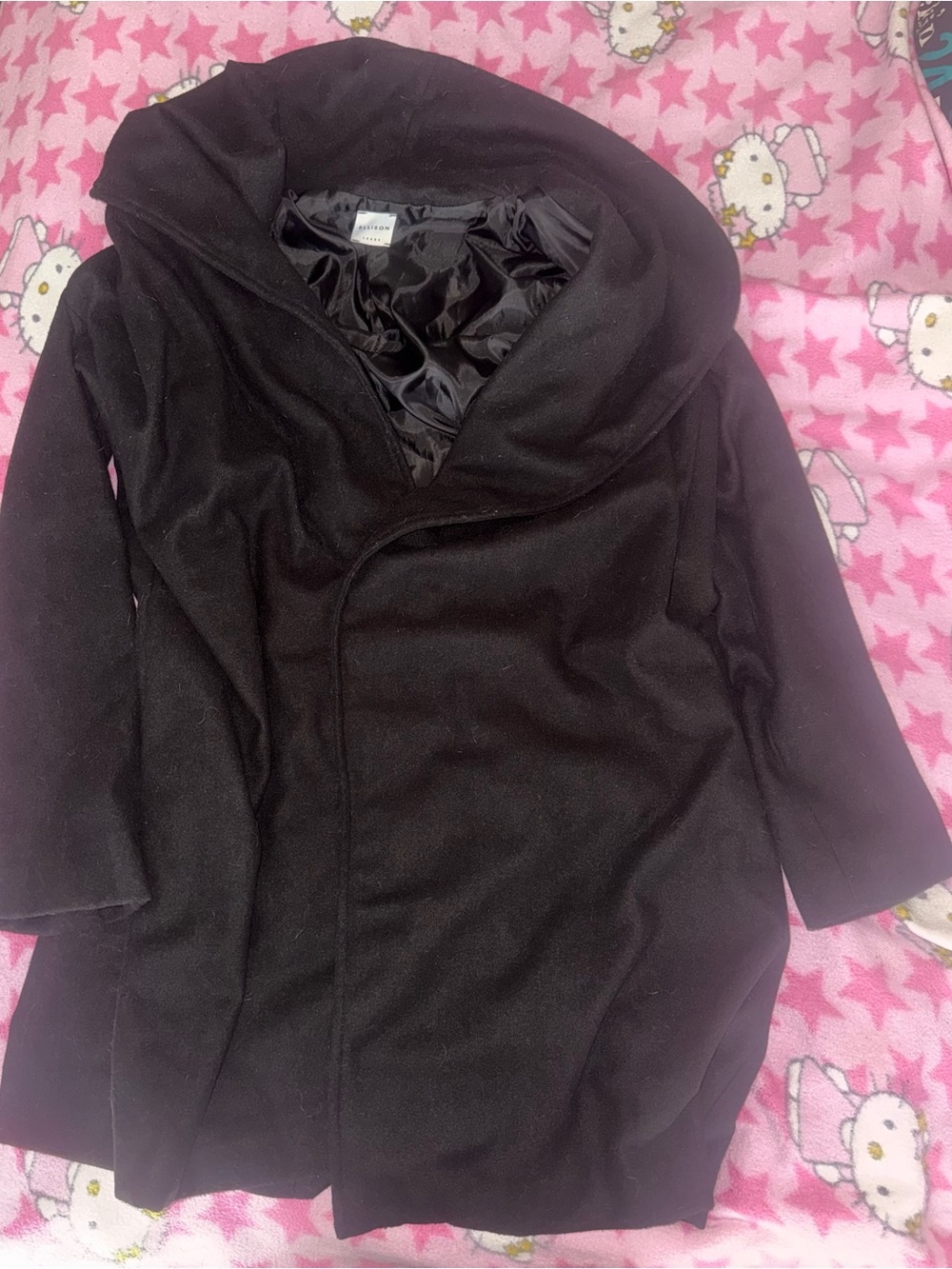 Ellison Black Hooded Wool-Blend Trench Coat